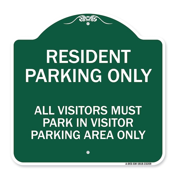 Signmission Parking Resident Parking Only All Visitors Must Park in Visitor Parking Area Only, GW-1818-23359 A-DES-GW-1818-23359 - main